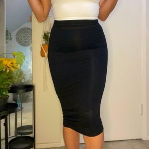 Black cotton pencil skirt pretty little thing